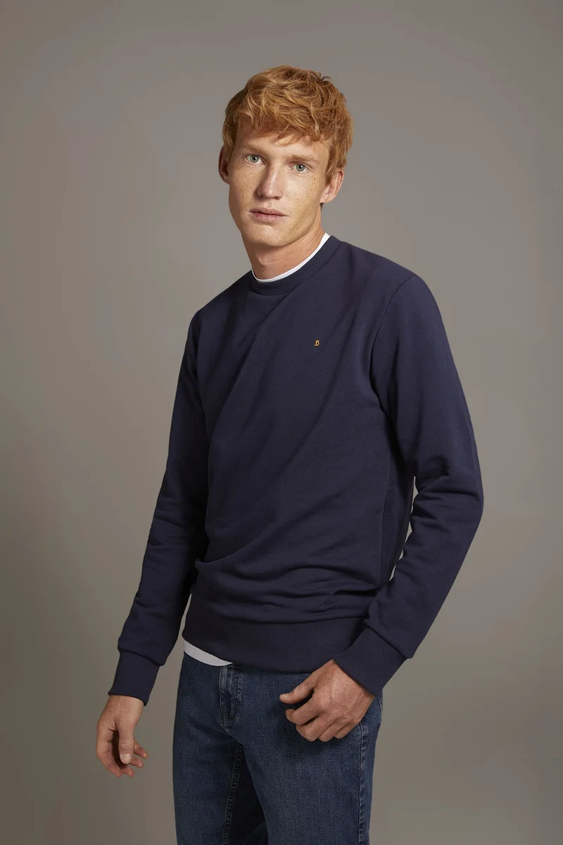 Round neck 100% cotton sweatshirt made in Italy - DK Blue