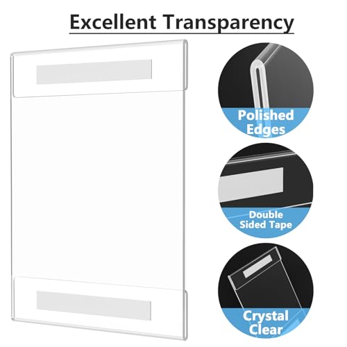 MaxGear Acrylic Sign Holder 8.5 x 11 Wall Mount Clear Plastic Sign Holders with Double Sided Tape, Paper Poster Door Document Flyer Acrylic Wall Frame for Office, Home, Store, Restaurant, 2 Pack - Image 3