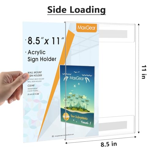 MaxGear Acrylic Sign Holder 8.5 x 11 Wall Mount Clear Plastic Sign Holders with Double Sided Tape, Paper Poster Door Document Flyer Acrylic Wall Frame for Office, Home, Store, Restaurant, 2 Pack - Image 5