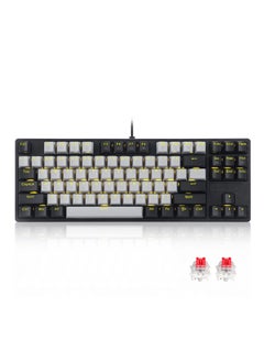 E-YOOSO Z-87 87 Keys Mechanical Keyboard, Red Switch Gaming Keyboard Mini Compact with Yellow Backlit for Windows, Mac OS - Grey Black  - Image 1