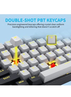 E-YOOSO Z-87 87 Keys Mechanical Keyboard, Red Switch Gaming Keyboard Mini Compact with Yellow Backlit for Windows, Mac OS - Grey Black  - Image 4