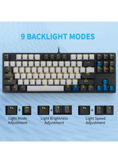 E-YOOSO Z-87 87 Keys Mechanical Keyboard, Red Switch Gaming Keyboard Mini Compact with Yellow Backlit for Windows, Mac OS - Grey Black  - Image 5