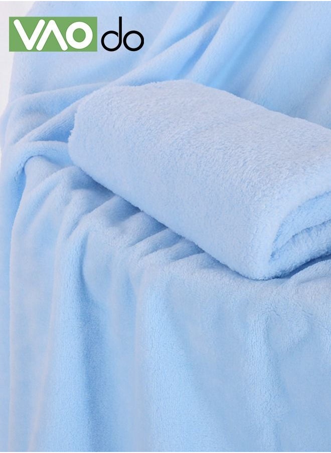 VAOdo - 3-Piece Bath Towel Set, Skin Friendly Coral Wool, Quick Drying, Blue - Image 1