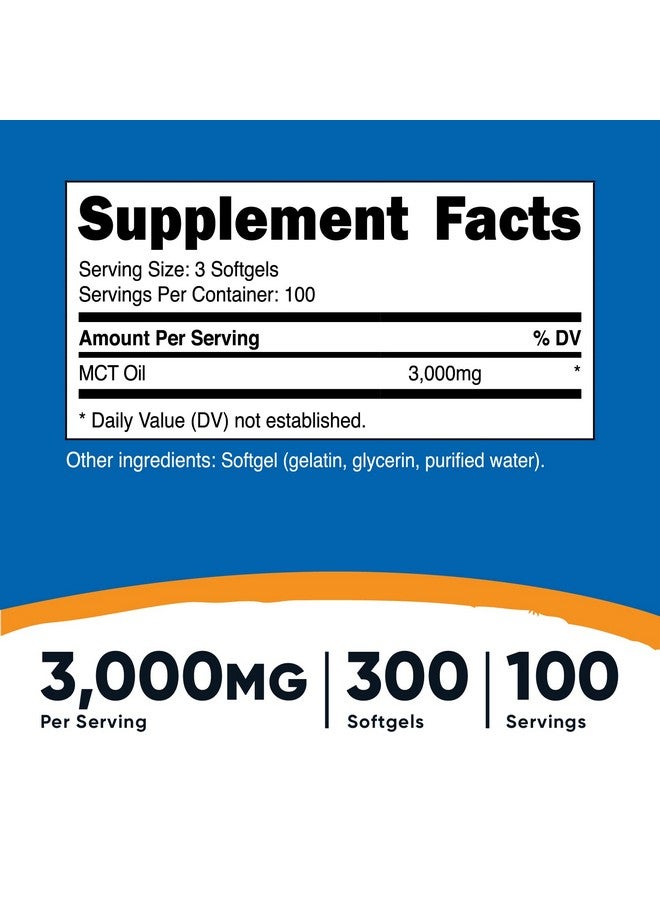 Nutricost MCT Oil Softgels 1000mg, 300 SFG (3,000mg Serv) - Great for Keto, Ketosis, and Ketogenic Diets - Image 2