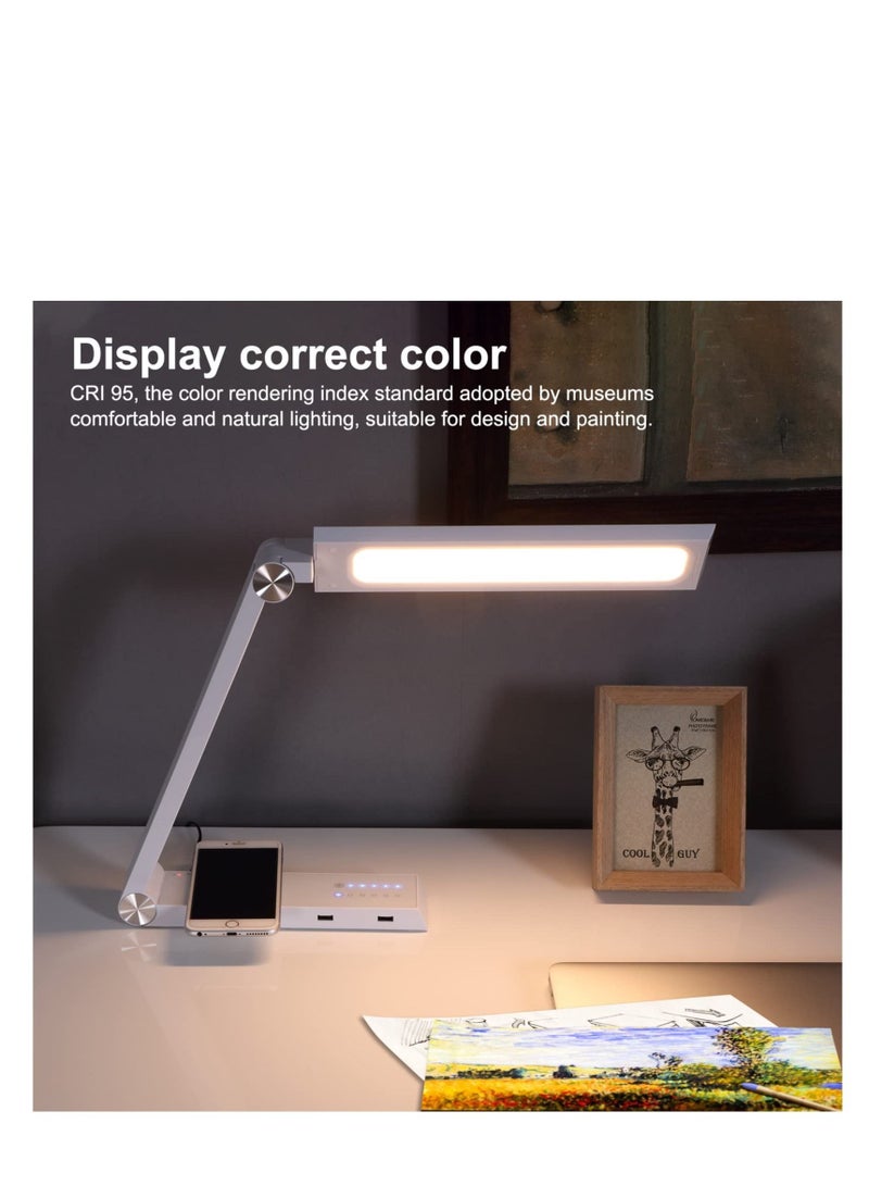 Excefore Triangle LED Desk Lamp, 10W Fast Wireless Charger, Foldable Rechargeable Eye-Caring Desk Lamp, Suitable for Desk, Home, Office (White) - Image 3