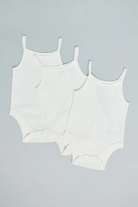 R&B 3 Pack Knitted Strappy Bodysuits
