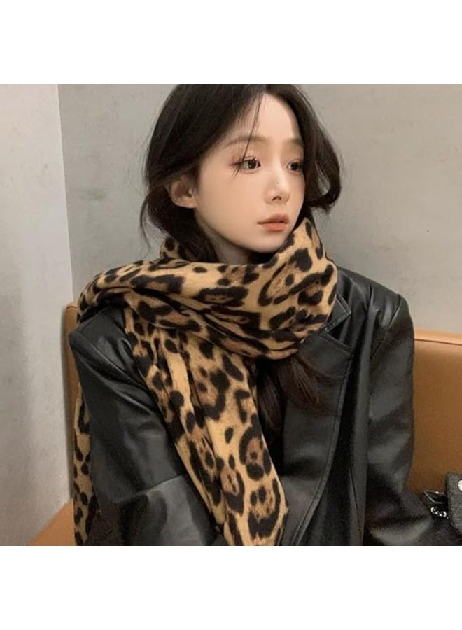 Classic Leopard Print Scarf, Winter Scarfs for Women, Winter Warm Animal Soft Cashmere Blanket Scarf Wrap Shawl - Image 4