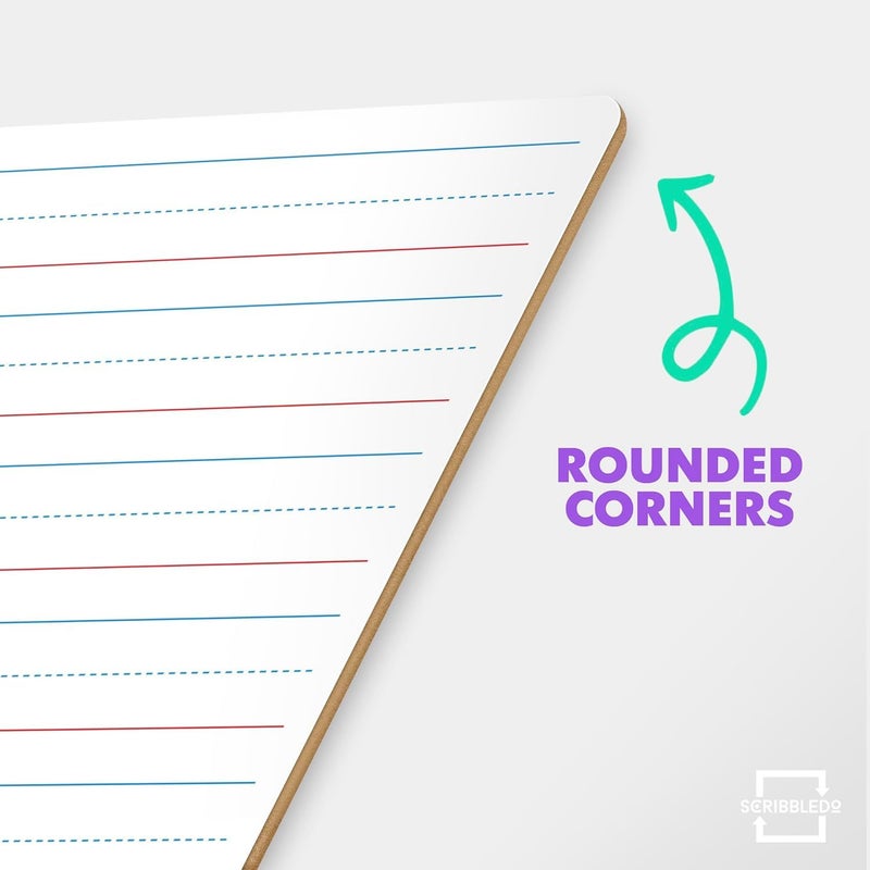 Scribbledo 5 Pack Lined Dry Erase Boards with Markers and Erasers, 9x12 Inch Double Sided White Board with Lines, Lined Dry Erase Boards for Students, Whiteboards with Lines for Classroom, Home - Image 5