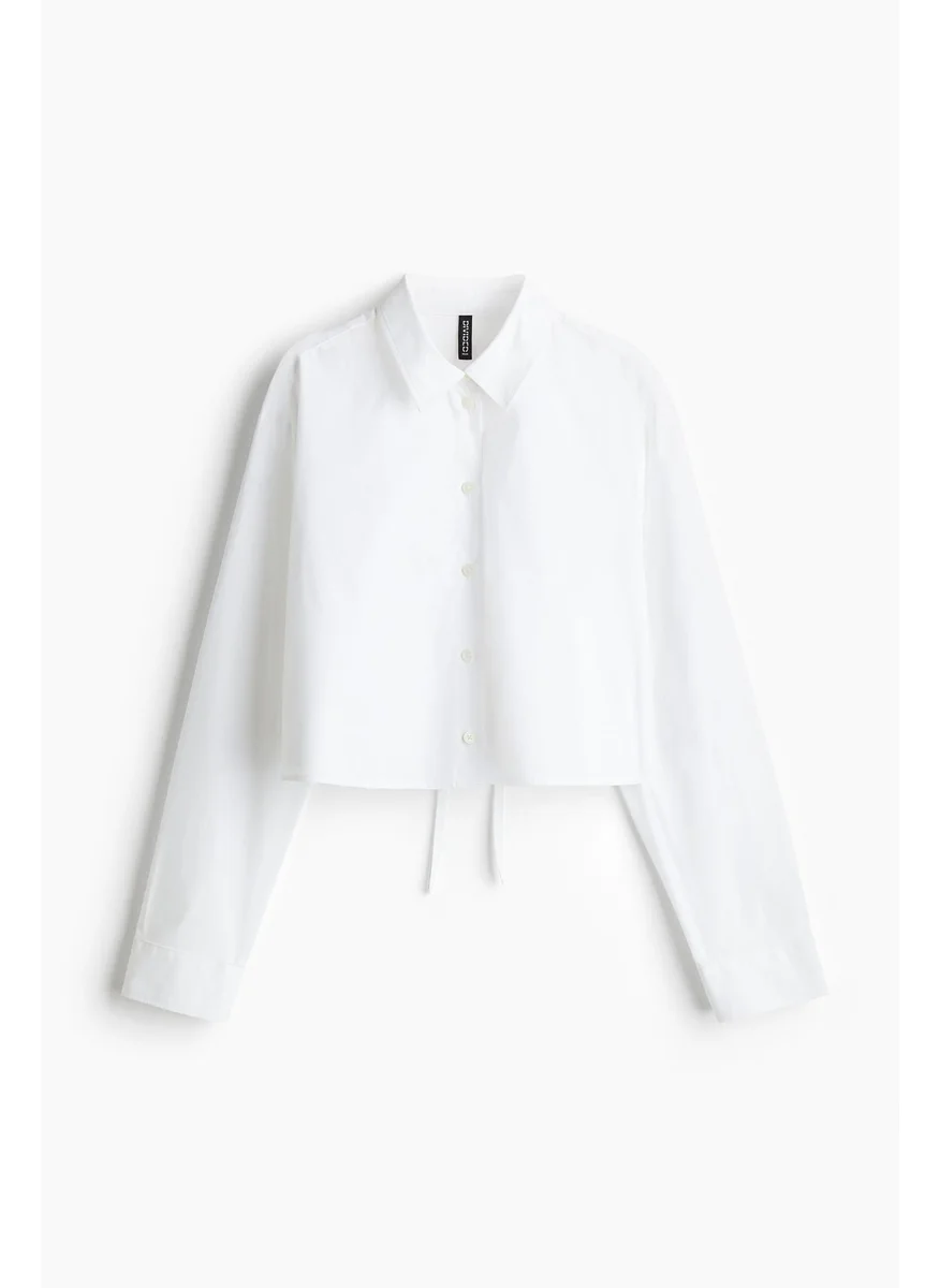 H&M Cropped Tie-Detail Shirt