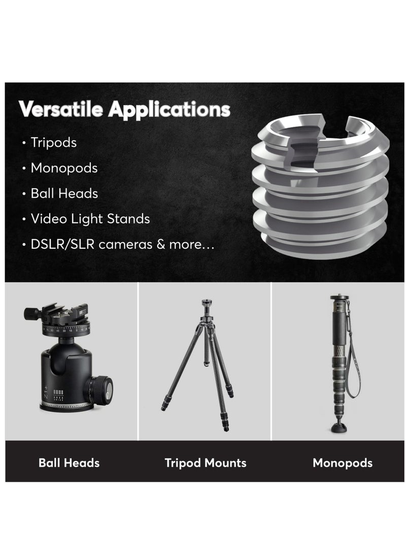 SOLARAE 3/8" to 1/4" Bushing Convert Screw Adapter Tripod Ballhead Reducer, 1/4" to 3/8" Camera Convert Screw Adapter Mount for Tripod, Monopod, Ballhead, Video Light Stand & DSLR SLR cameras, Stainless Steel - Image 4