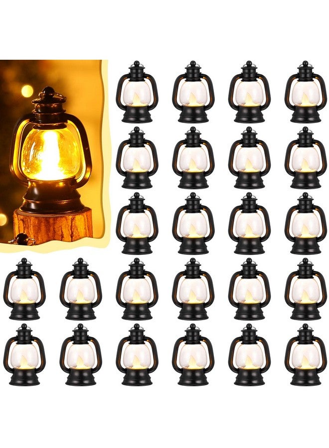 Ferraycle 24 Pcs Western Mini Lantern Decor 4 Inch Small Lantern Table Centerpiece Vintage Camping Hanging Lamp Ornaments Bulk for Halloween Christmas Cowboy Cowgirl Wedding Decorative (Black)