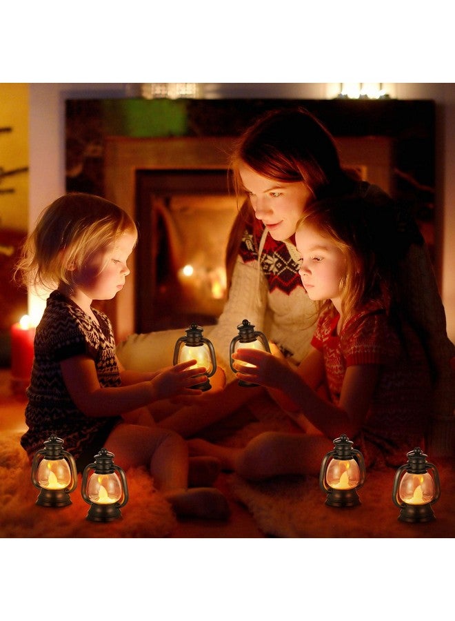 Ferraycle 24 Pcs Western Mini Lantern Decor 4 Inch Small Lantern Table Centerpiece Vintage Camping Hanging Lamp Ornaments Bulk for Halloween Christmas Cowboy Cowgirl Wedding Decorative (Black)