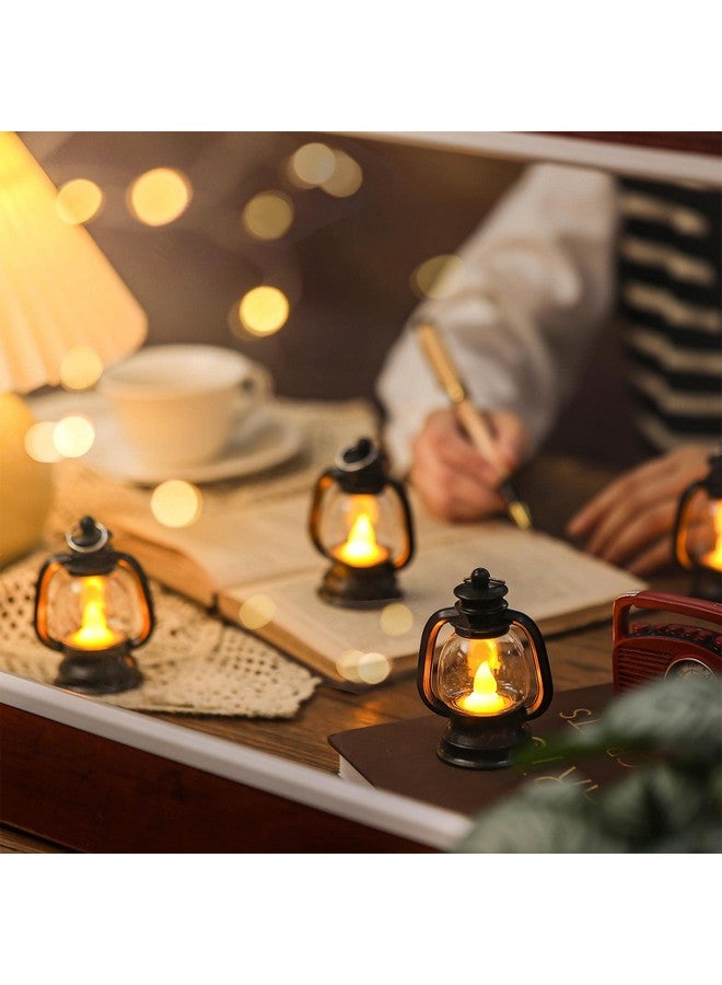 Ferraycle 24 Pcs Western Mini Lantern Decor 4 Inch Small Lantern Table Centerpiece Vintage Camping Hanging Lamp Ornaments Bulk for Halloween Christmas Cowboy Cowgirl Wedding Decorative (Black)