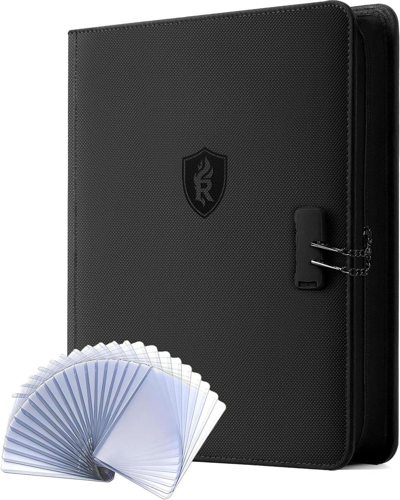 Relaehih 9 Pocket Toploader Binder with Lock– Holds 288 Top Loaders – Premium Zipped Double-Sided Card Album for Trading, MTG, Sports Cards (Black) - Image 1
