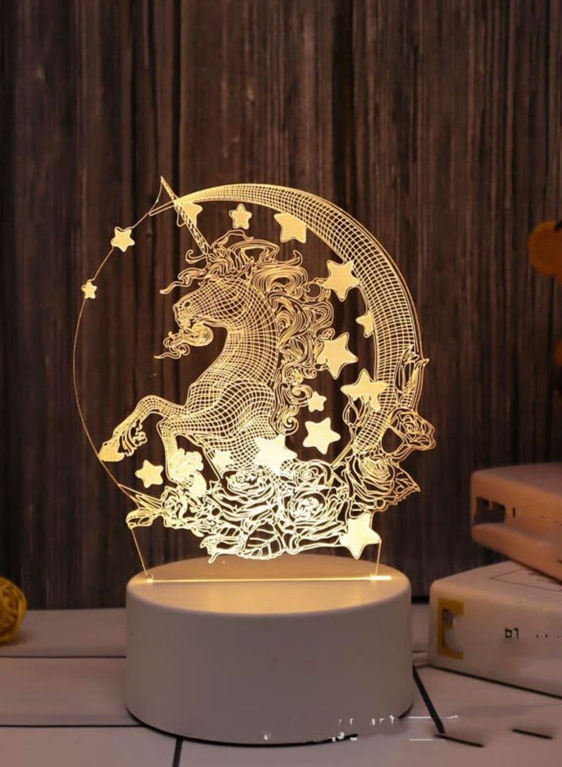 Loquat Creative 3D Nightlight Various Holiday Gifts USB Acrylic LED Ambience Sleeping Bedside Lamp 16 Kinds Of Color Touch Keys 
