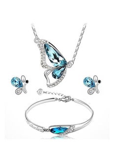 erorex Butterfly Jewelry Set Butterfly Stylish Chain Pendant Necklace Silver Butterfly Pendant Necklace Earrings Bracelet Set Butterfly Necklace Birthstone Jewelry For Women Girls  - Image 1