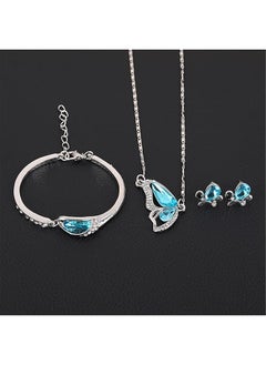 erorex Butterfly Jewelry Set Butterfly Stylish Chain Pendant Necklace Silver Butterfly Pendant Necklace Earrings Bracelet Set Butterfly Necklace Birthstone Jewelry For Women Girls  - Image 3