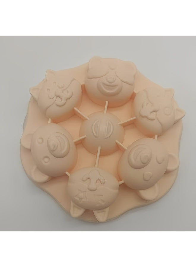 Baby Food Supplementary Mold Animal Cat's Paw Sky Mold High Temperature Freezable Steamed Cake Mold-Color:Animal With Lid (lotus Root Pink)  - Image 1