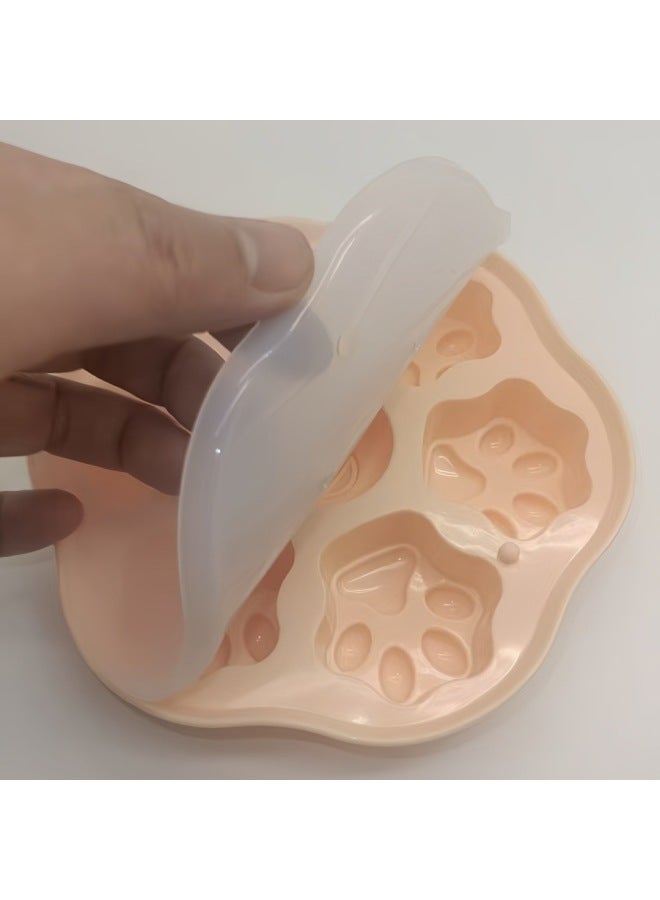 Baby Food Supplementary Mold Animal Cat's Paw Sky Mold High Temperature Freezable Steamed Cake Mold-Color:Animal With Lid (lotus Root Pink)  - Image 3