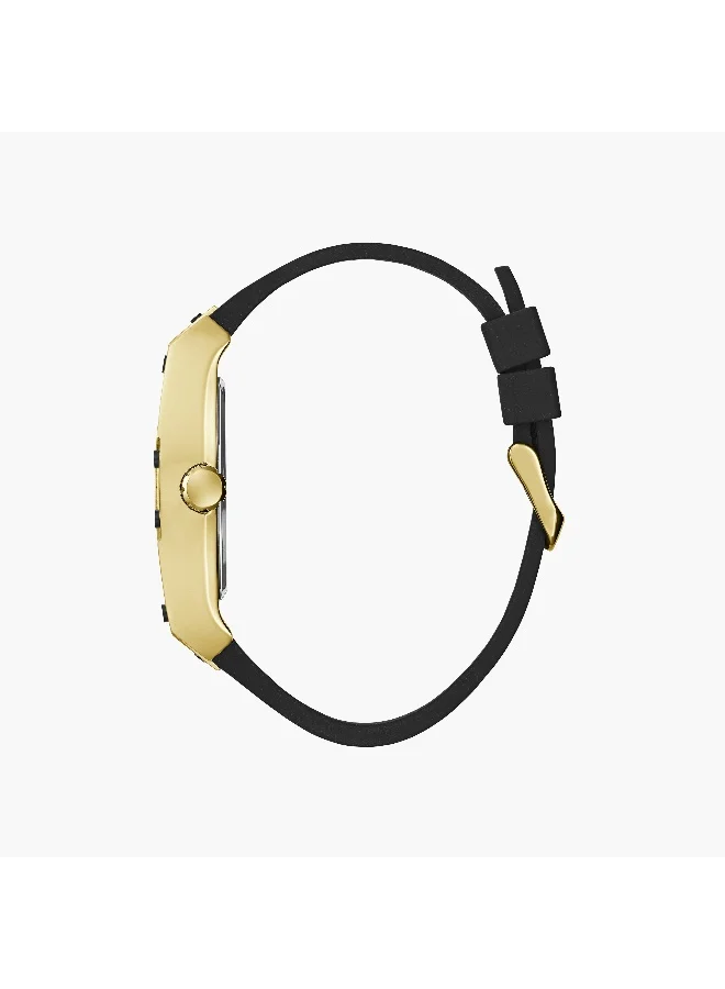 جس Guess Men's Black Analog Watch with Gold Accents