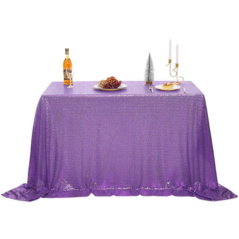 nanbowang Sequin Tablecloth  Light Purple Table Cloths for Parties Rectangular Table Cover Overlay Sequin Fabric Table Linens BirthdayBaby ShowerTea Party Decor