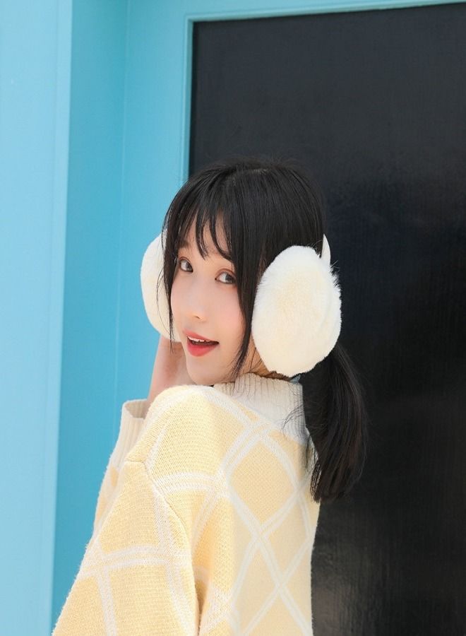Loquat Winter Riding Cold and Frostproof Cute Earmuffs Beige  - Image 2