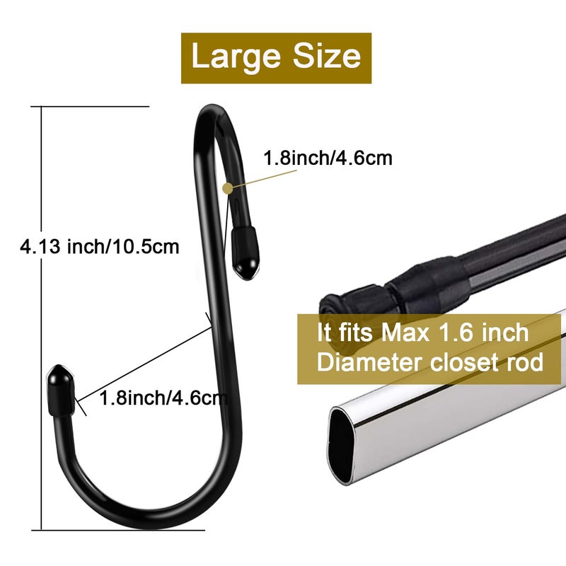HiGift 8 Pack Purse Hanger for Closet, Vinyl Coated Unique Twist Design Black Bag Hanger Hooks, 5 Inch Large Closet Rod Home Storage Hooks Purse Organizer for Hanging Handbags, Belts, Hat, Backpack - Image 2