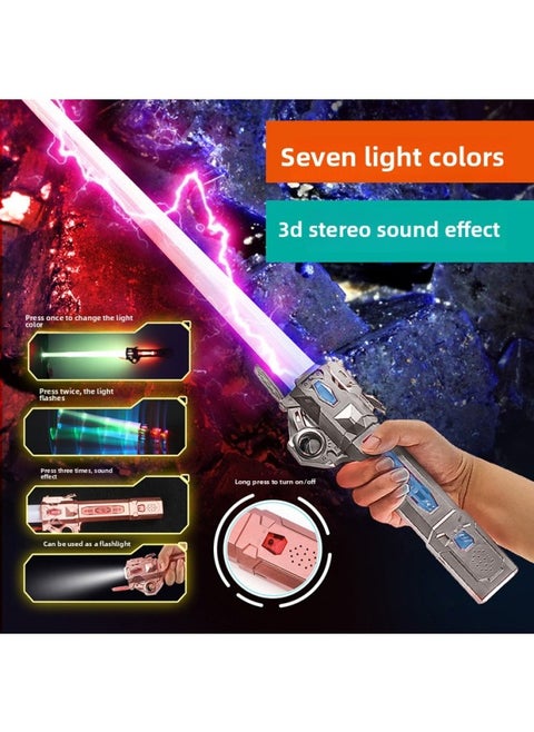 Star Wars Laser Sword Flash Stick Children Glow Toy Boy Space Sword Glow Stick Glow Stick Luminous-Color:Space Silver Plastic Material [type-c Charging Interface] 1 Piece