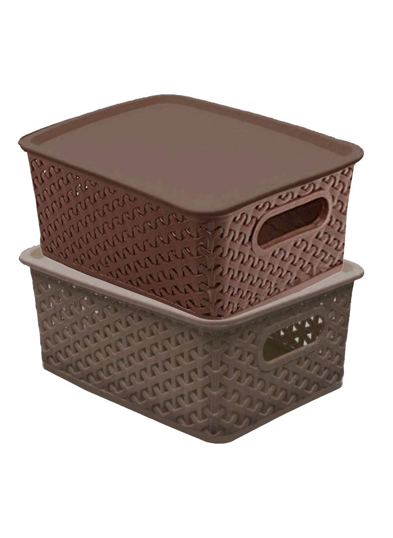 Kuber Industries Heart Home Plastic 2 Pieces Extra Small Size Multipurpose Solitaire Storage Basket with Lid Multi CTHH013824  - Image 1