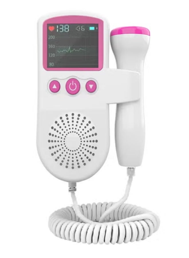 Portable, Mini Fetal Doppler Baby Heart Monitor, Ultrasound Device, for Pregnant Women, Built-in Speaker, Large Display (Pink) - Image 3