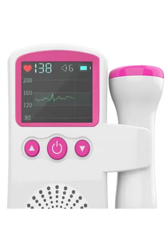 Portable, Mini Fetal Doppler Baby Heart Monitor, Ultrasound Device, for Pregnant Women, Built-in Speaker, Large Display (Pink) - Image 2