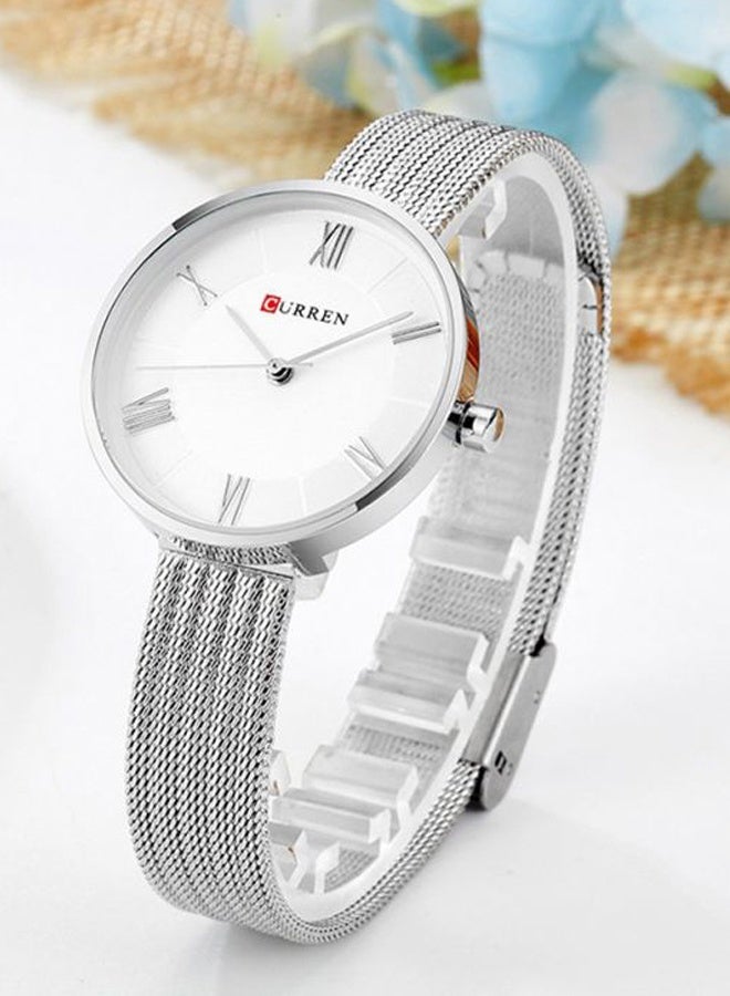 CURREN Water Resistant Analog Watch 9020-30 mm Silver Wrist wear Set with Ideal for Women’s Daily Wear, Parties, and as a Gift ﻿  - Image 2