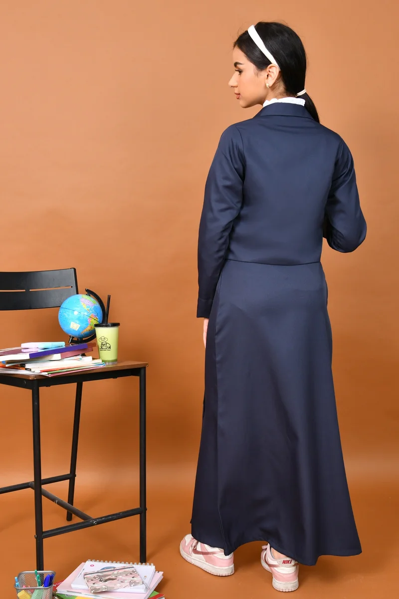 HAWRAA ABAYA Two-piece school uniform: classic straight skirt and short collared jacket for middle and high school