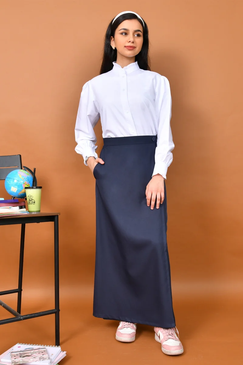 HAWRAA ABAYA Two-piece school uniform: classic straight skirt and short collared jacket for middle and high school