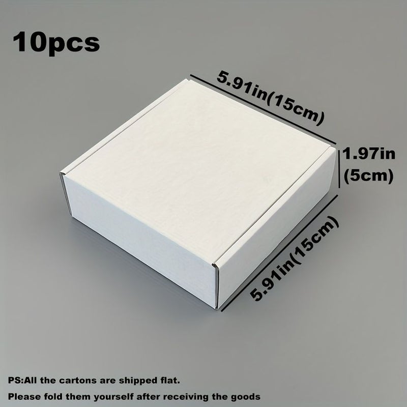 بـ 10 صناديق من الورق المقوى المموج السميك باللون الأبيض، مقاس 7.87 × 5.51 × 1.55 بوصة، للتغليف والإرسال والهدايا والبريد السريع - Image 2