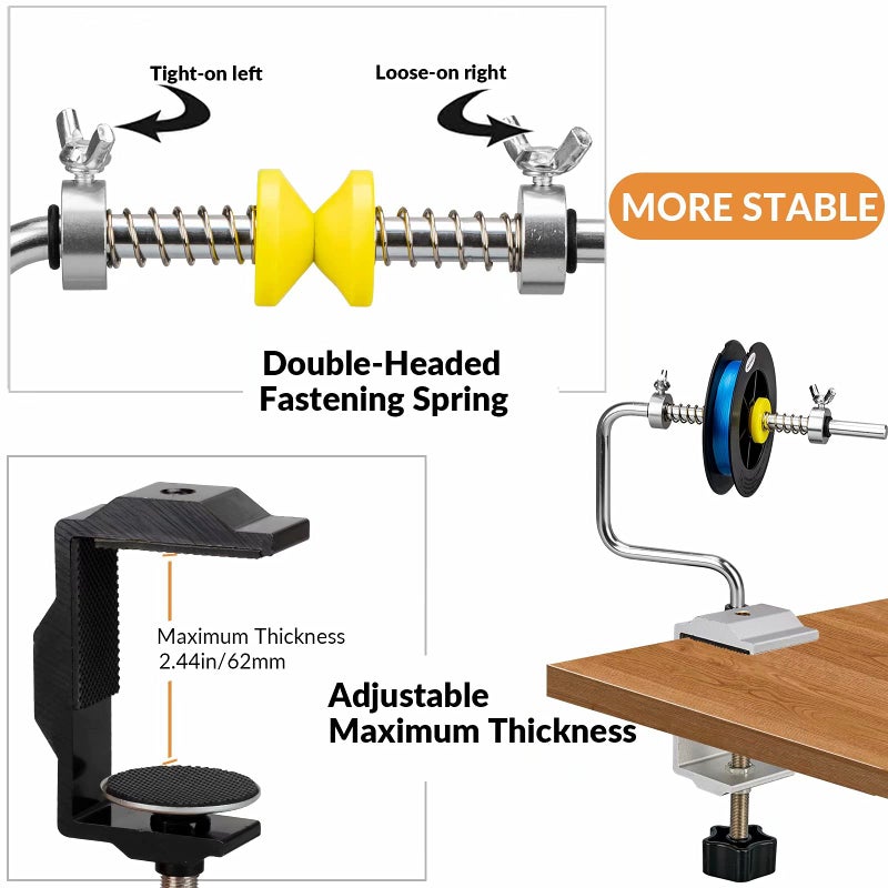 THKFISH Fishing Line Spooler Fishing Line Winder Spooler Fishing Accessories Adjustable Stable Portable Fishing Line Spooler with Clamp B-Long Line Spooler - Image 2