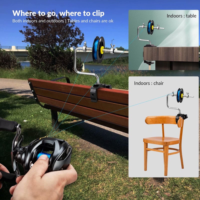 THKFISH Fishing Line Spooler Fishing Line Winder Spooler Fishing Accessories Adjustable Stable Portable Fishing Line Spooler with Clamp B-Long Line Spooler - Image 5