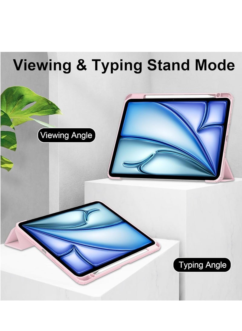 Compatible with iPad Air 13 Inch (M2) 2024 Case, Smart Slim Folio Stand Auto Sleep/Wake Cover, with Pencil Slot, Clear Transparent Back Shell for iPad Air 13 Inch (Pink) - Image 3