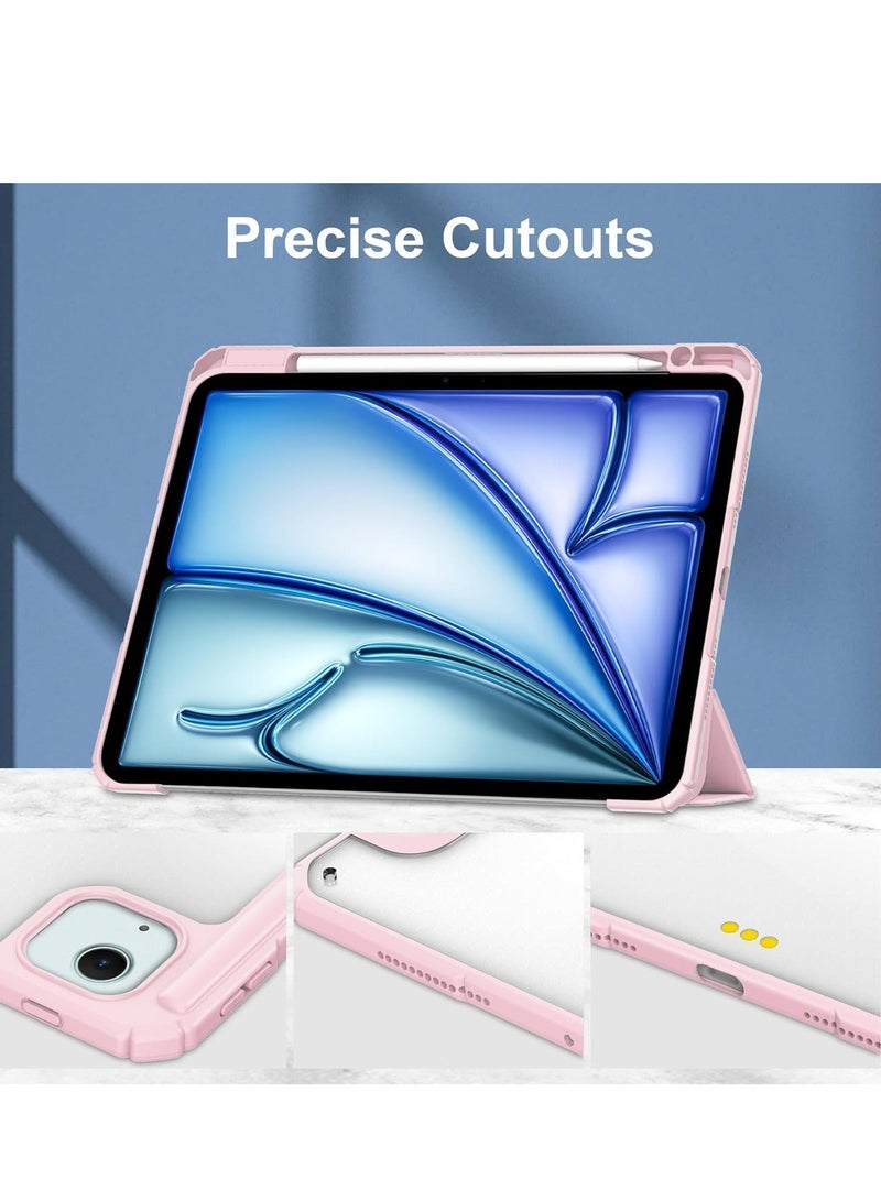 Compatible with iPad Air 13 Inch (M2) 2024 Case, Smart Slim Folio Stand Auto Sleep/Wake Cover, with Pencil Slot, Clear Transparent Back Shell for iPad Air 13 Inch (Pink) - Image 4