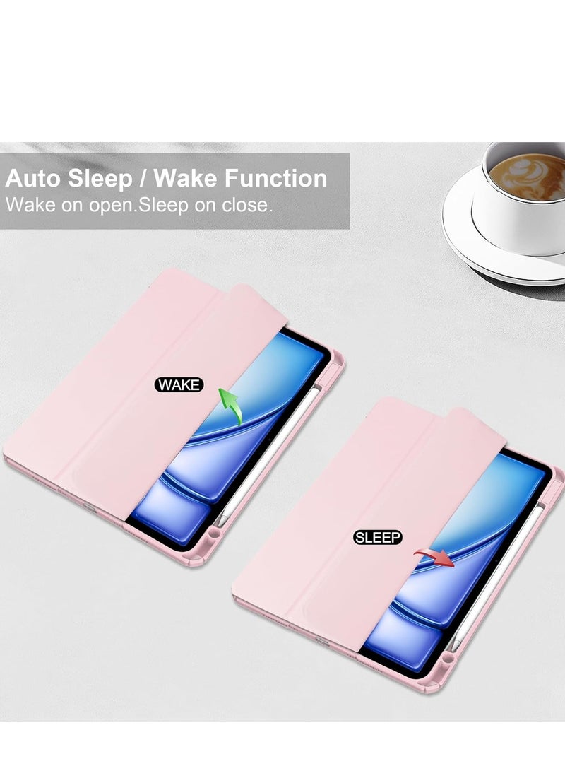 Compatible with iPad Air 13 Inch (M2) 2024 Case, Smart Slim Folio Stand Auto Sleep/Wake Cover, with Pencil Slot, Clear Transparent Back Shell for iPad Air 13 Inch (Pink) - Image 2