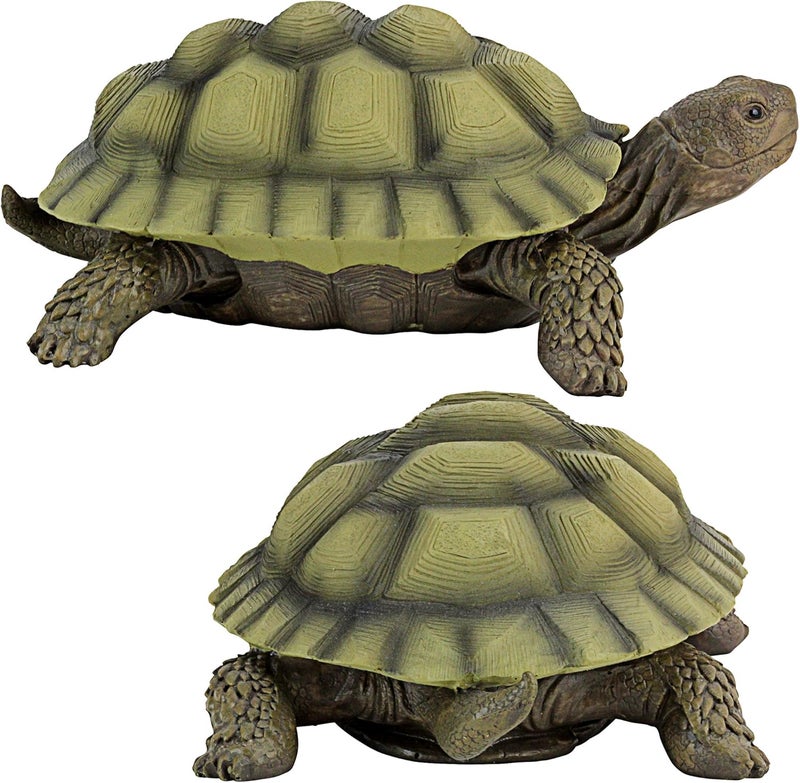 Design Toscano QM91887611 Gilbert The Box Turtle Indoor/Outdoor Garden Decor Animal Statue Set of Two, 57 Inches Wide, 9 Inches Deep, 3 Inches High, Handcast Polyresin, Green Painted Finish - Image 2