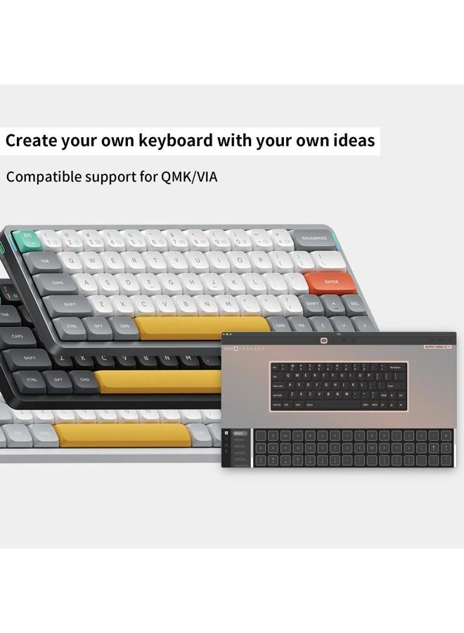 Nuphy Air60 V2 Portable Wireless Keyboard 60% Low Profile Mechanical Keyboard Support QMK/VIA Compatible with Windows/mac OS/Linux Supports Bluetooth 5.1/2.4GHz/Wired (USB-C) Grey-Gateron Blue Switch - Image 4