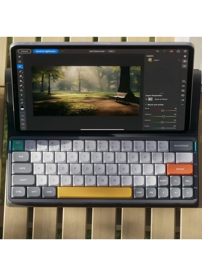 Nuphy Air60 V2 Portable Wireless Keyboard 60% Low Profile Mechanical Keyboard Support QMK/VIA Compatible with Windows/mac OS/Linux Supports Bluetooth 5.1/2.4GHz/Wired (USB-C) Grey-Gateron Blue Switch - Image 5