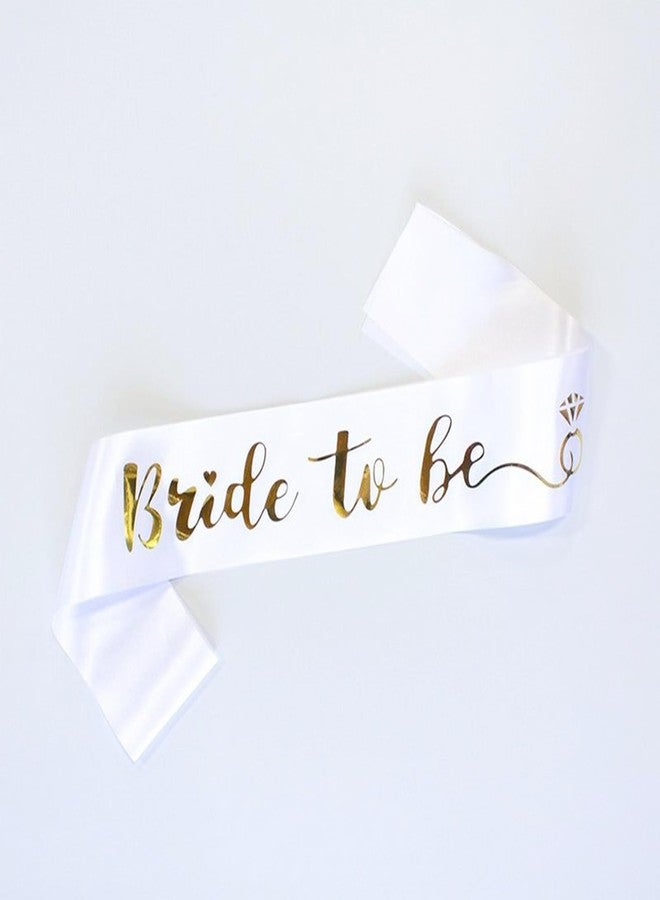 Luwigs Bride to Be Sash for Bridal Shower Bachelorette Party Wedding Engagement Party Favors Gift White Satin Sash with Rose Gold Foil Lettering - Image 1