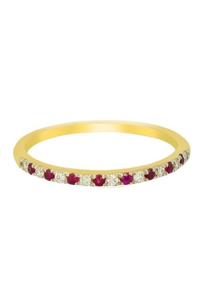 Capri Gold - Capri Gold Half Eternity Ruby Diamond Pave Ring in 18K White Gold, 9 US - Image 1
