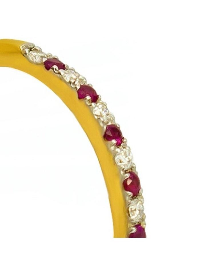 Capri Gold - Capri Gold Half Eternity Ruby Diamond Pave Ring in 18K White Gold, 9 US - Image 1