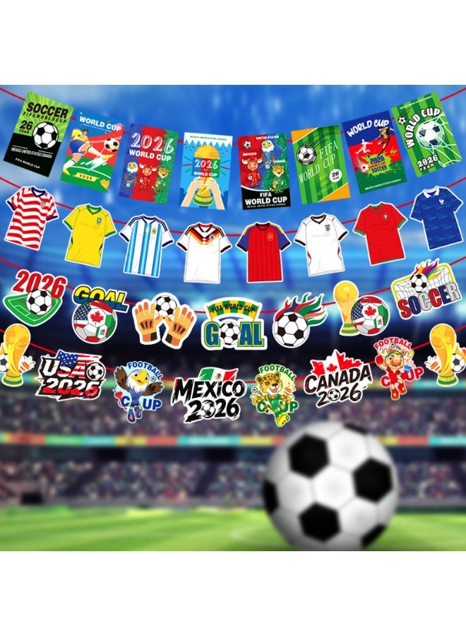 رايات كأس العالم 2026 كرة القدم 3 متر 5 قطع - زينة حفلات كرة القدم لعشاق النوادي والبارات والمنزل، مستلزمات كأس العالم 26 - Image 5