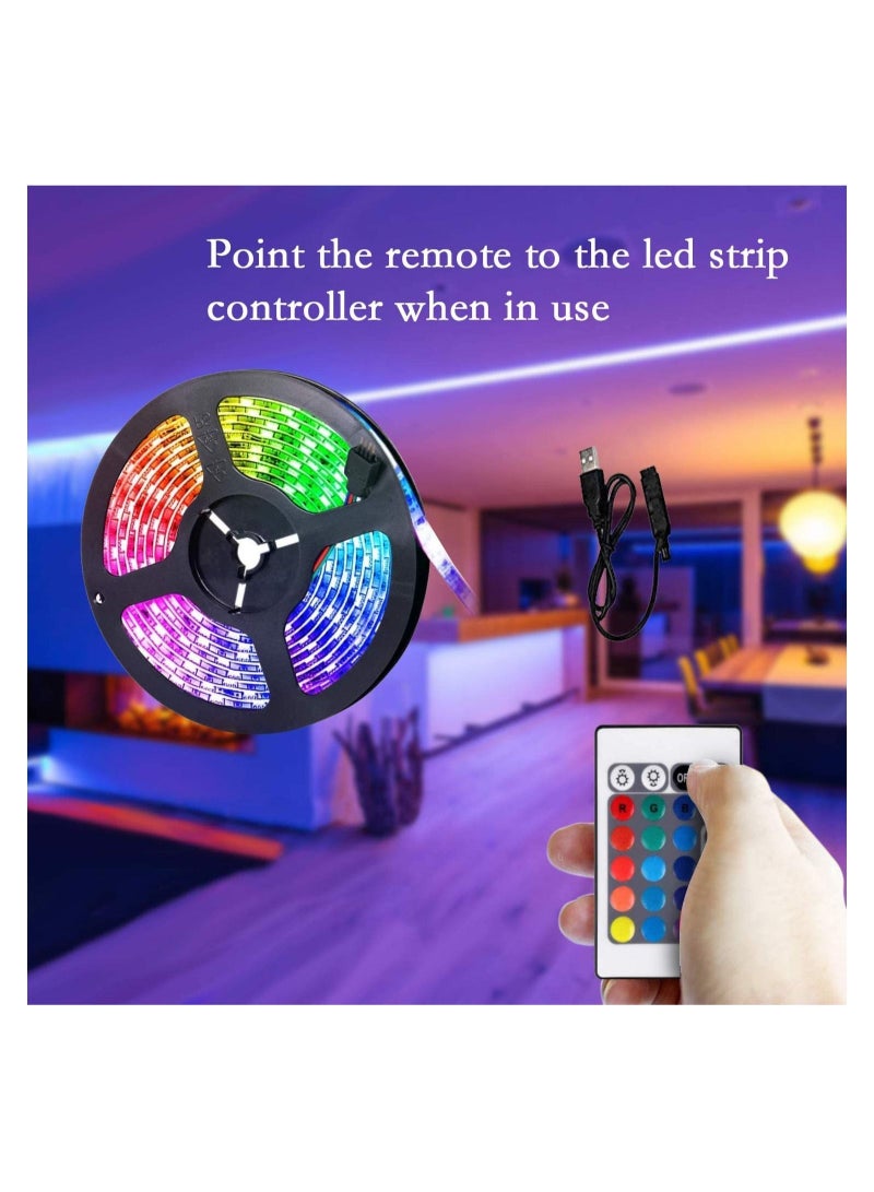 Raxoom LED Light Strip 5M USB RGB Waterproof Decoration Lighting with Remote Control for Bedroom Kitchen Hotel Home TV - Image 2