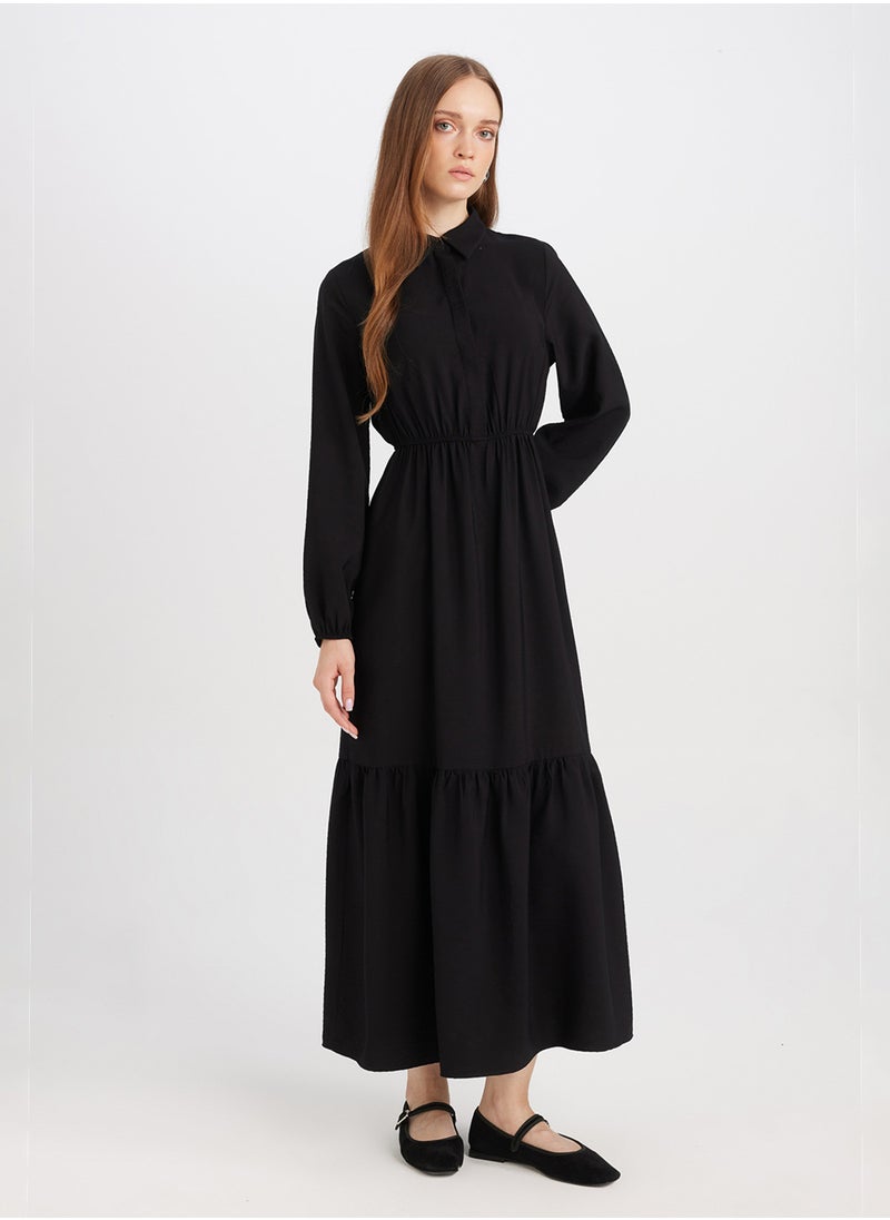 Shirt Collar Basic Buttoned Waist-Tied Maxi Dress With Long Sleeves - pzsku/Z5BD1D50C759B506D0F92Z/45/_/1729507992/18981fd8-9e61-4e8c-9cf7-bfc90a85d1fb