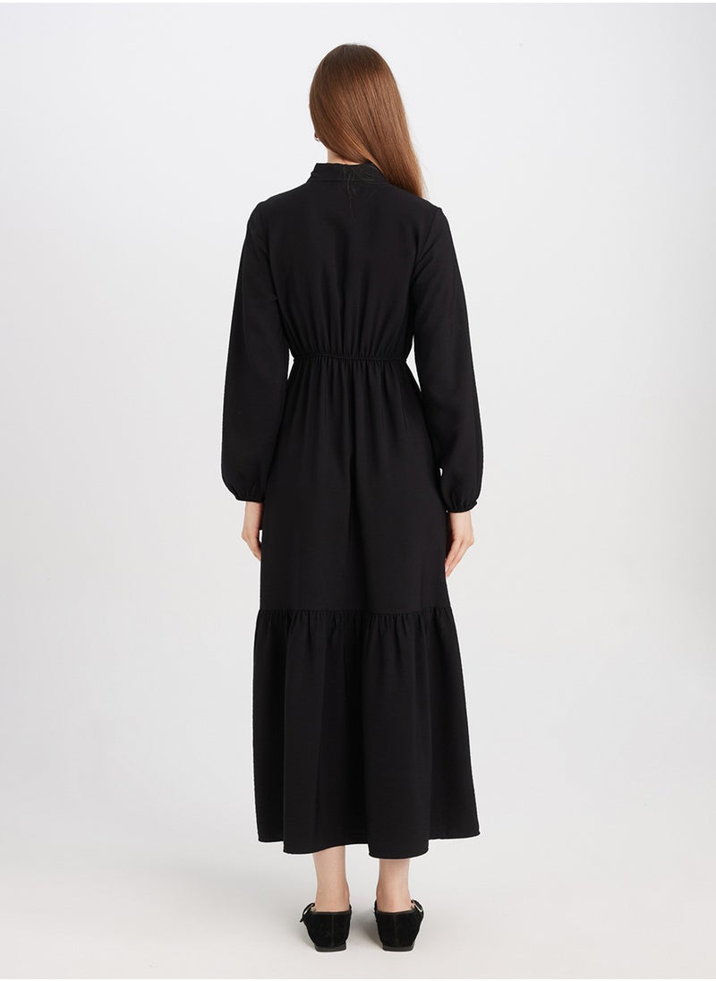 Shirt Collar Basic Buttoned Waist-Tied Maxi Dress With Long Sleeves - pzsku/Z5BD1D50C759B506D0F92Z/45/_/1729508000/8df8933b-5dbd-4c16-a742-5b8947315aac